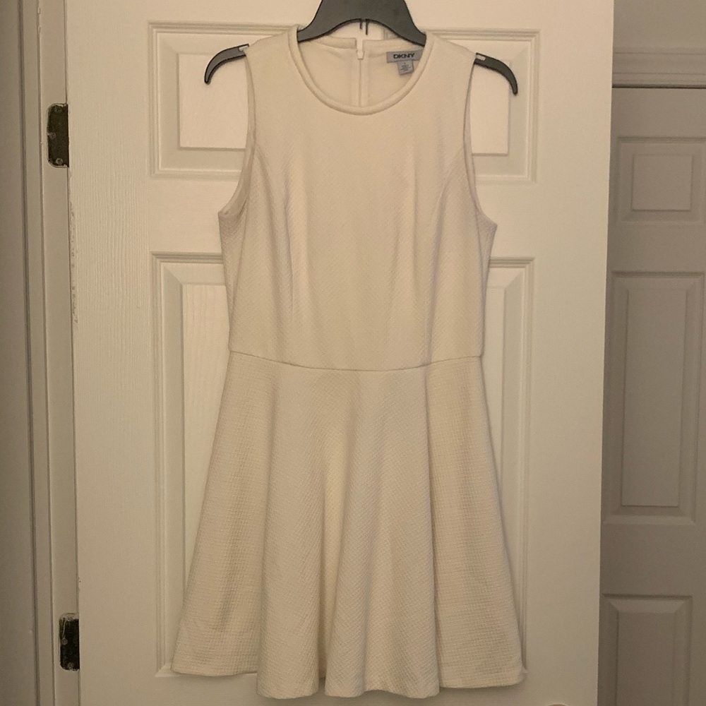 DKNY cream white flare dress